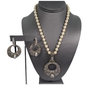 Heidi Daus "Sparkling Solution" Beaded Crystal Enhancer Necklace & Earrings Set
